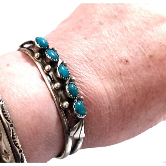 Native American Sterling Turquoise Cuff Bracelet Vintage (1206) - Picture 6 of 9